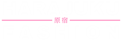 Harajuku Fashion logo, stacked wordmark with 原宿 rule