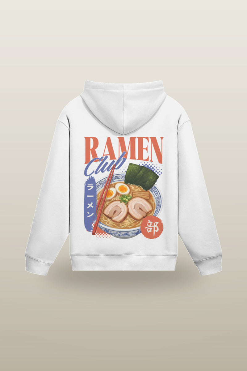 Ramen Hoodie in beige - oversized graphic hoodie, ramen bowl print, back view
